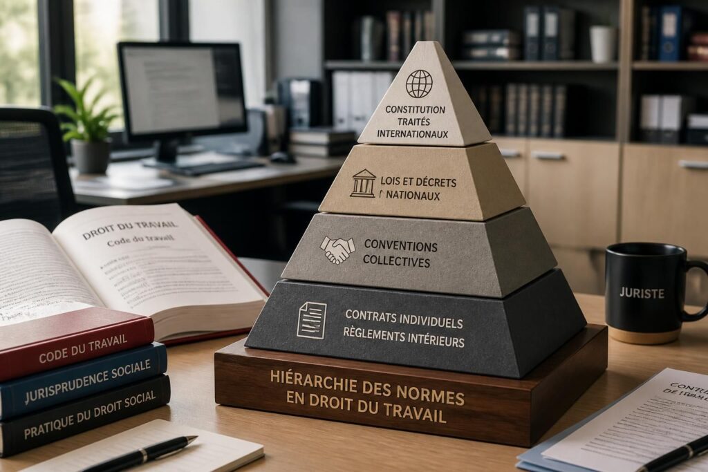 découvrez la hiérarchie des normes en droit du travail, comprenez la pyramide des normes et apprenez comment elle s'applique concrètement dans les relations professionnelles.